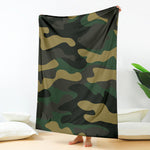 Black And Green Camouflage Print Blanket
