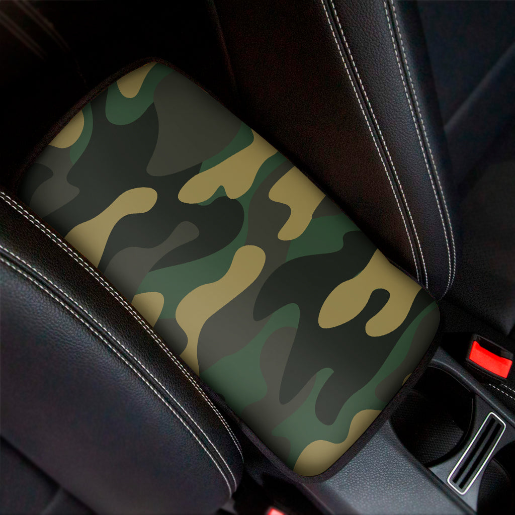 Black And Green Camouflage Print Car Center Console Cover