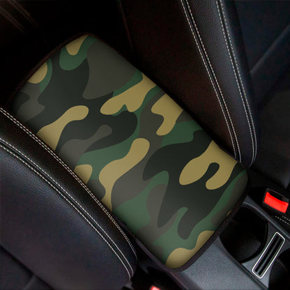 Black And Green Camouflage Print Car Center Console Cover
