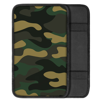 Black And Green Camouflage Print Car Center Console Cover