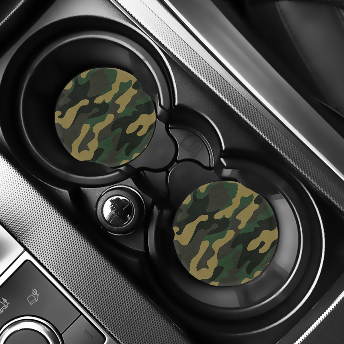 Black And Green Camouflage Print Car Coasters
