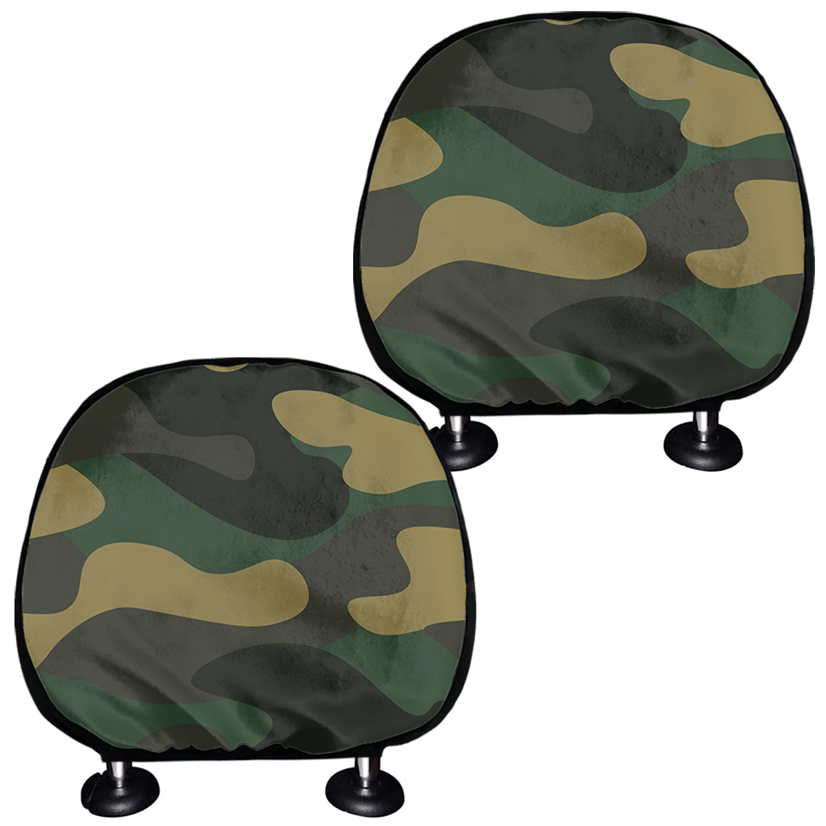 Black And Green Camouflage Print Car Headrest Covers