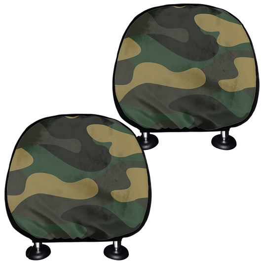 Black And Green Camouflage Print Car Headrest Covers