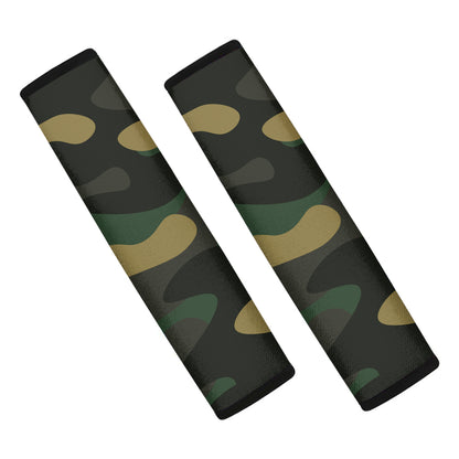 Black And Green Camouflage Print Car Seat Belt Covers