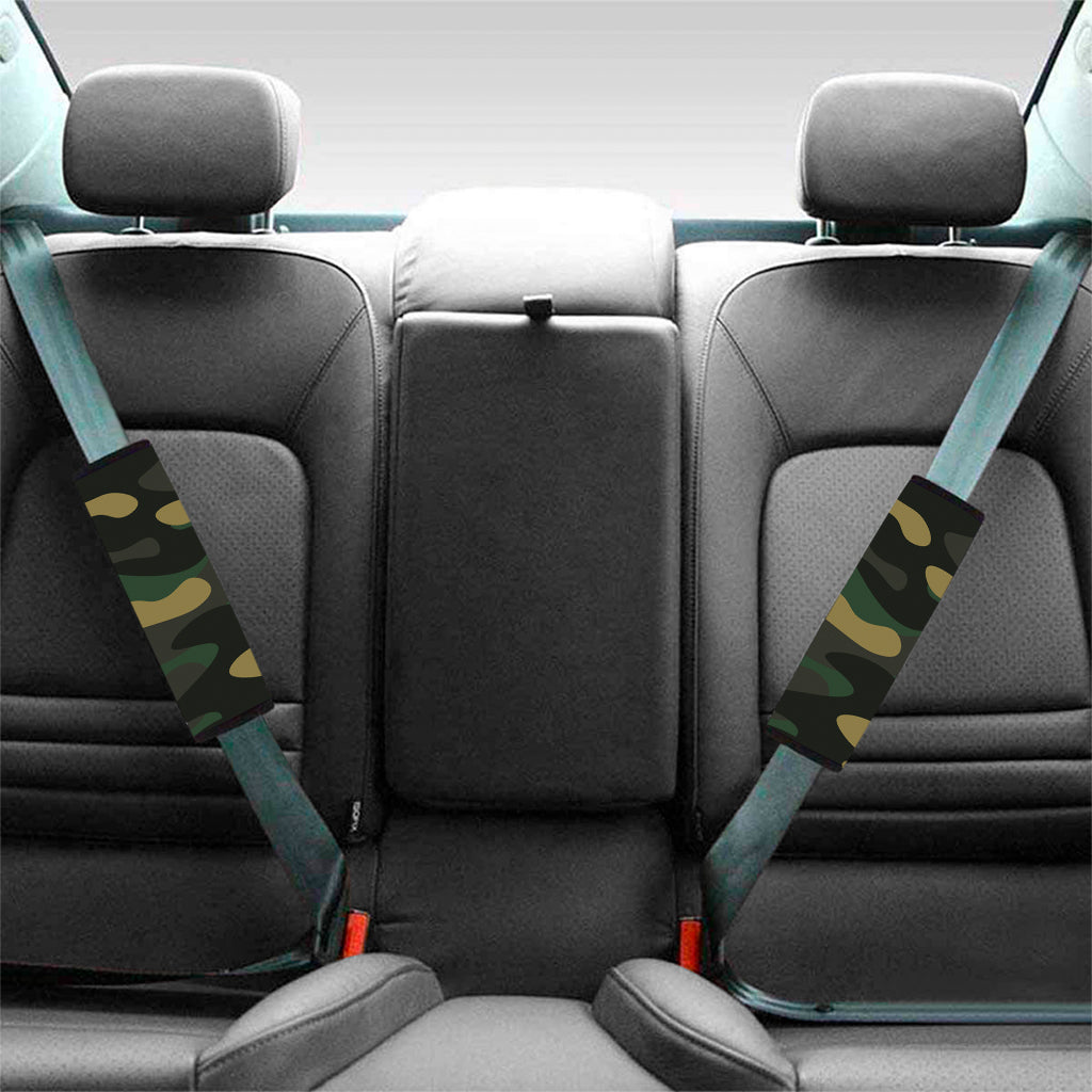Black And Green Camouflage Print Car Seat Belt Covers