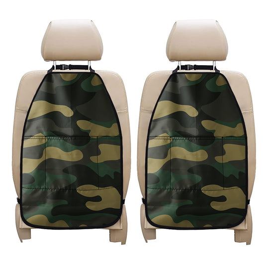Black And Green Camouflage Print Car Seat Organizers