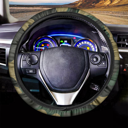 Black And Green Camouflage Print Car Steering Wheel Cover