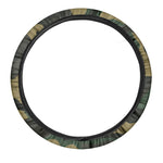 Black And Green Camouflage Print Car Steering Wheel Cover
