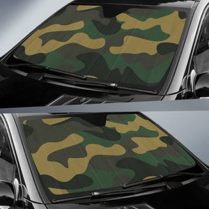 Black And Green Camouflage Print Car Sun Shade GearFrost