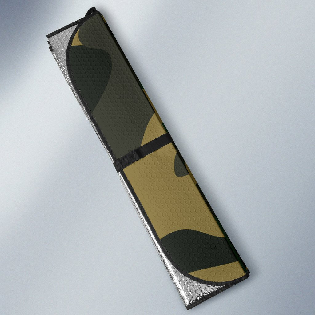 Black And Green Camouflage Print Car Sun Shade GearFrost