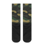 Black And Green Camouflage Print Crew Socks