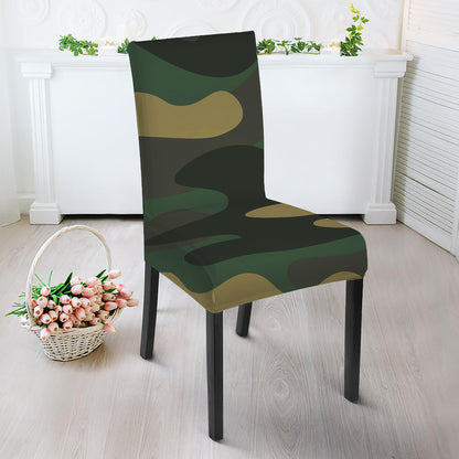 Black And Green Camouflage Print Dining Chair Slipcover
