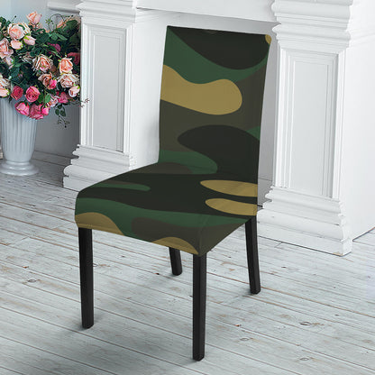 Black And Green Camouflage Print Dining Chair Slipcover