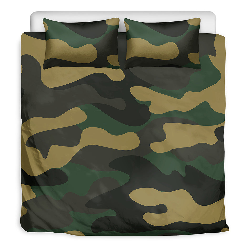 Black And Green Camouflage Print Duvet Cover Bedding Set