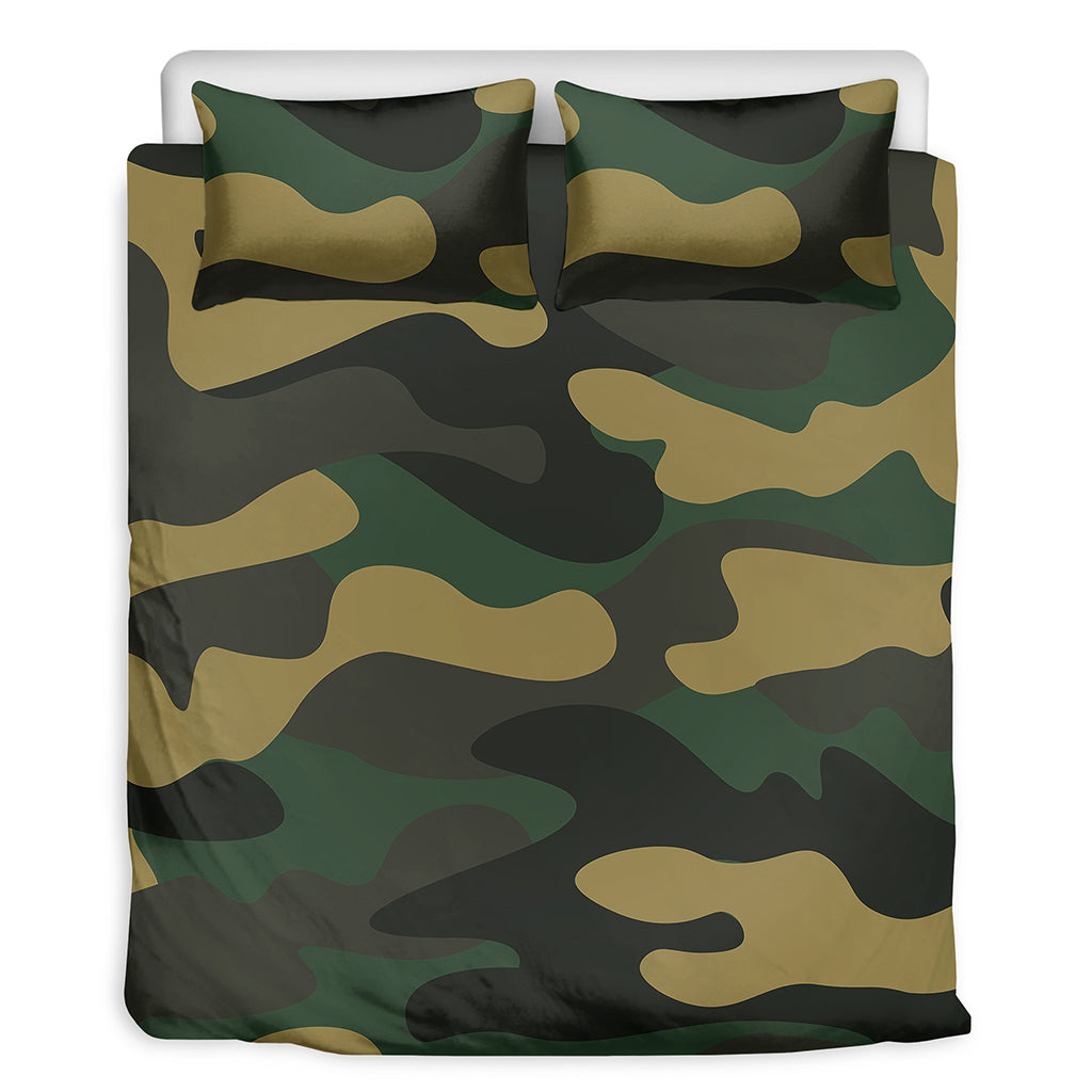 Black And Green Camouflage Print Duvet Cover Bedding Set