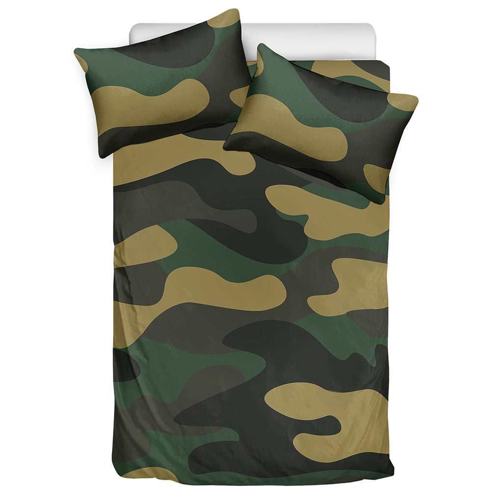 Black And Green Camouflage Print Duvet Cover Bedding Set