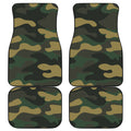 Black And Green Camouflage Print Front and Back Car Floor Mats