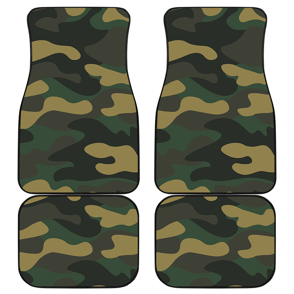 Black And Green Camouflage Print Front and Back Car Floor Mats