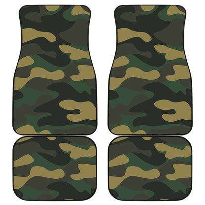 Black And Green Camouflage Print Front and Back Car Floor Mats