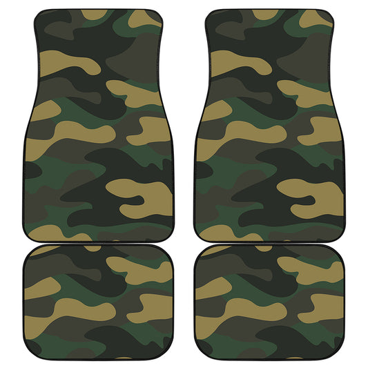 Black And Green Camouflage Print Front and Back Car Floor Mats