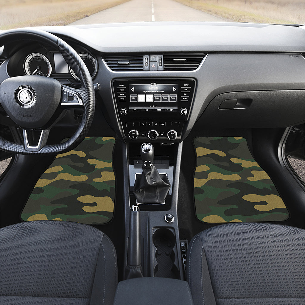 Black And Green Camouflage Print Front Car Floor Mats