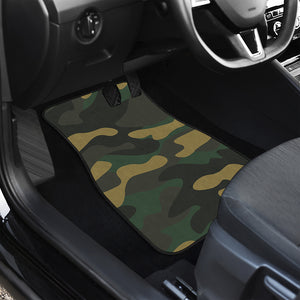 Black And Green Camouflage Print Front Car Floor Mats