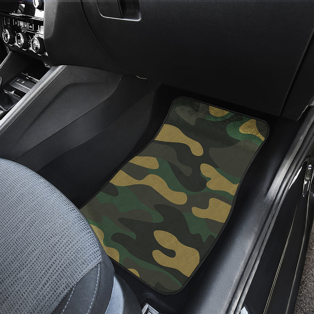 Black And Green Camouflage Print Front Car Floor Mats