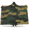 Black And Green Camouflage Print Hooded Blanket