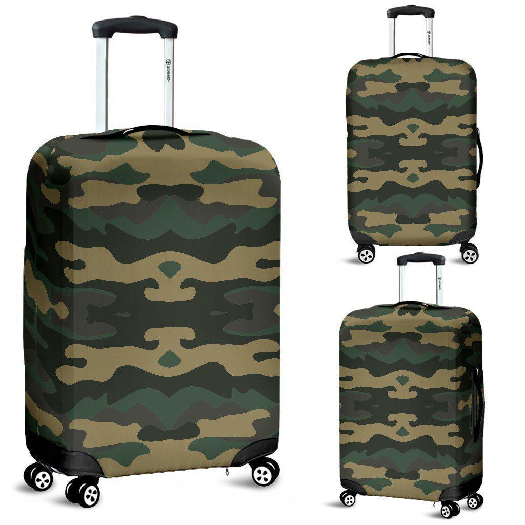 Black And Green Camouflage Print Luggage Cover GearFrost