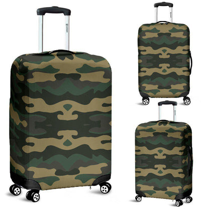 Black And Green Camouflage Print Luggage Cover GearFrost