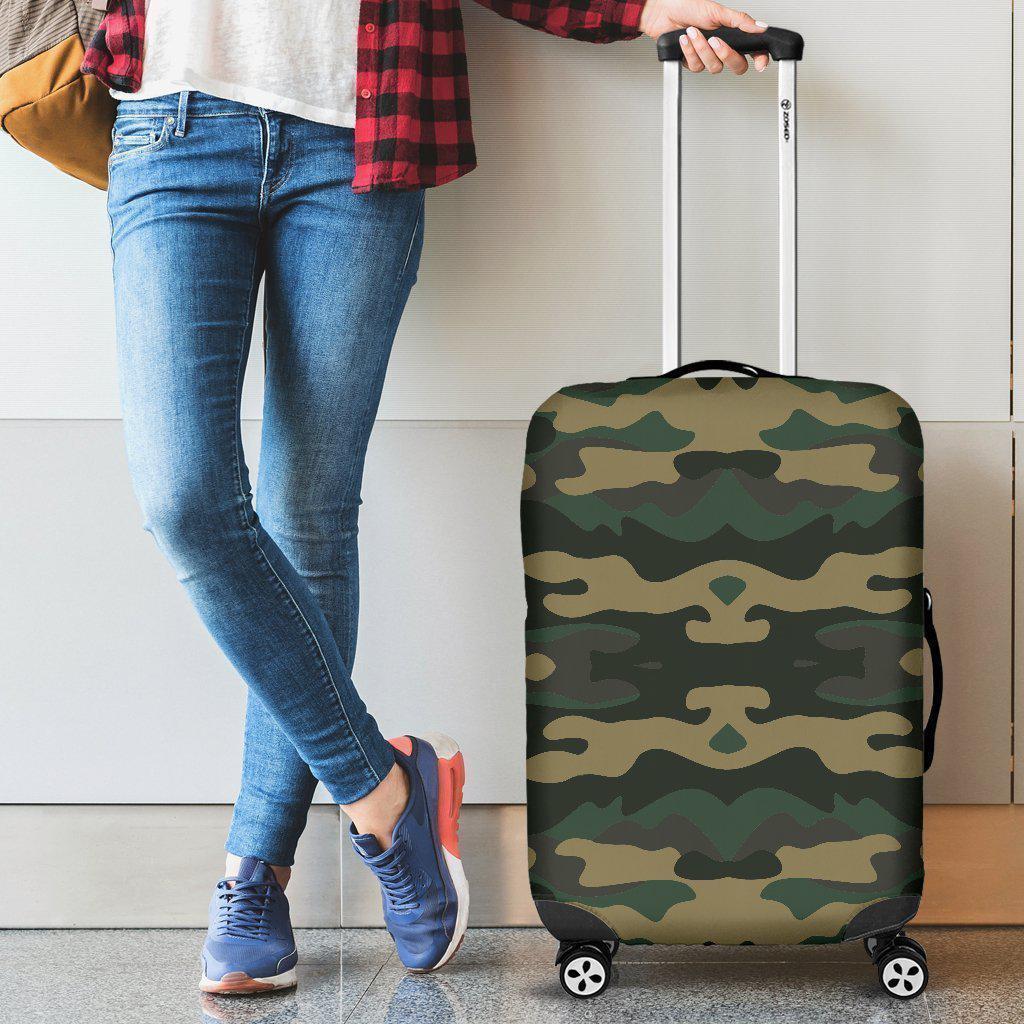 Black And Green Camouflage Print Luggage Cover GearFrost