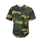 Black And Green Camouflage Print Men's Baseball Jersey