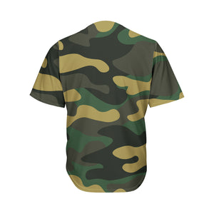 Black And Green Camouflage Print Men's Baseball Jersey