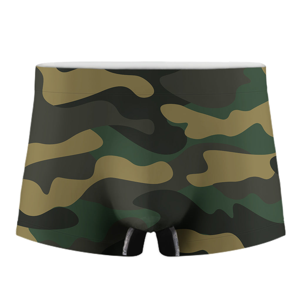 Black And Green Camouflage Print Men's Boxer Briefs