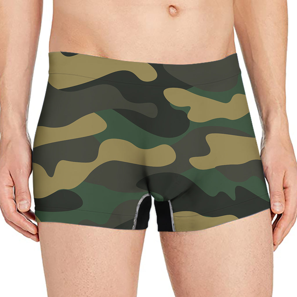 Black And Green Camouflage Print Men's Boxer Briefs