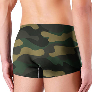 Black And Green Camouflage Print Men's Boxer Briefs