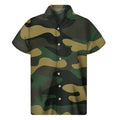 Black And Green Camouflage Print Men's Short Sleeve Shirt