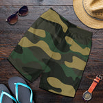 Black And Green Camouflage Print Men's Shorts