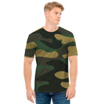 Black And Green Camouflage Print Men's T-Shirt