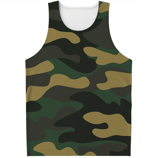 Black And Green Camouflage Print Men's Tank Top