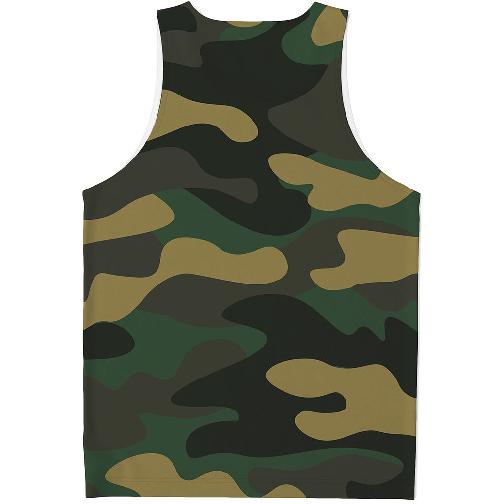 Black And Green Camouflage Print Men's Tank Top