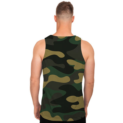 Black And Green Camouflage Print Men's Tank Top