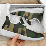 Black And Green Camouflage Print Mesh Knit Shoes GearFrost