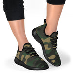 Black And Green Camouflage Print Mesh Knit Shoes GearFrost