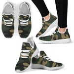 Black And Green Camouflage Print Mesh Knit Shoes GearFrost