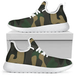 Black And Green Camouflage Print Mesh Knit Shoes GearFrost
