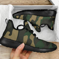 Black And Green Camouflage Print Mesh Knit Shoes