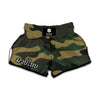 Black And Green Camouflage Print Muay Thai Boxing Shorts