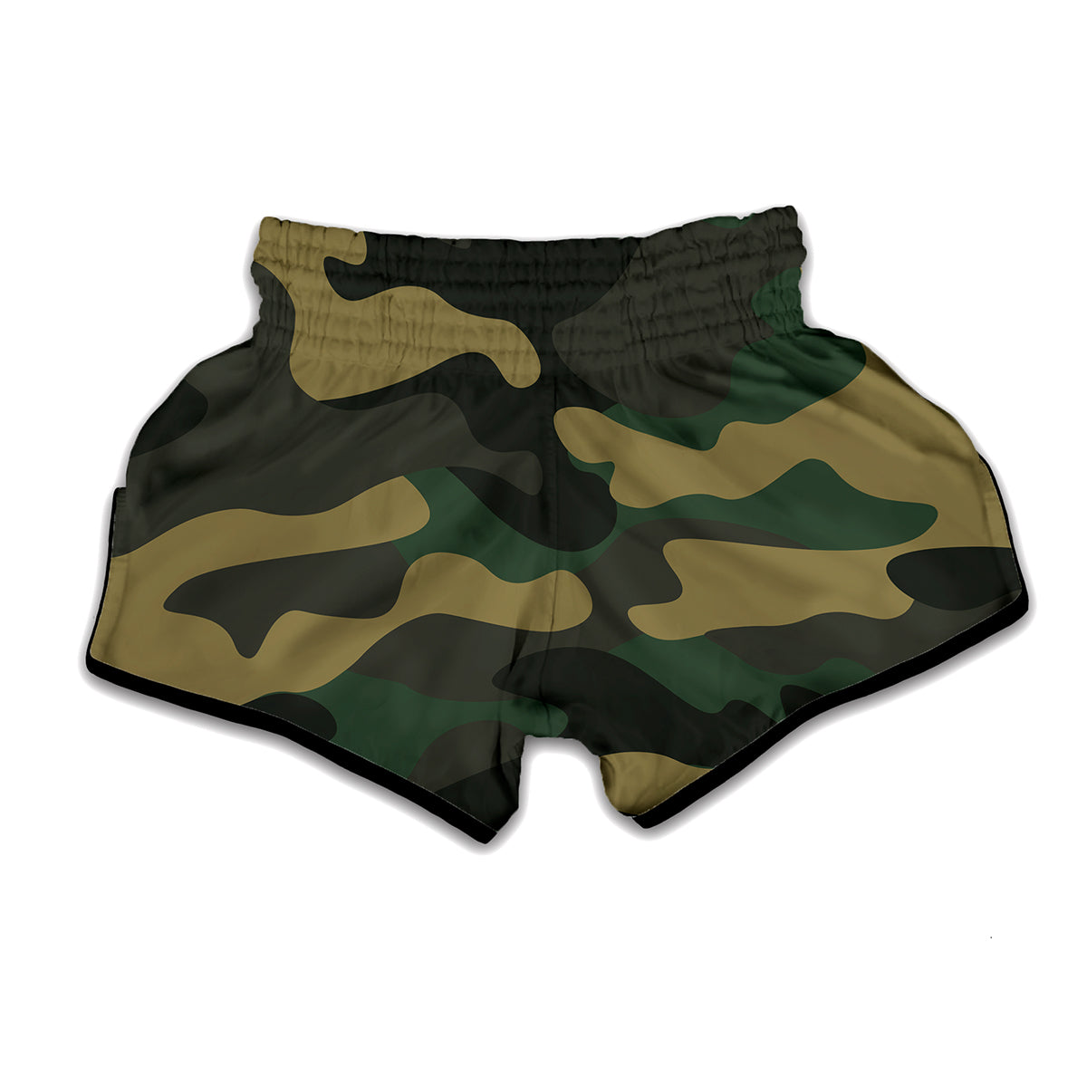 Black And Green Camouflage Print Muay Thai Boxing Shorts