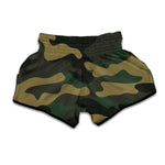 Black And Green Camouflage Print Muay Thai Boxing Shorts